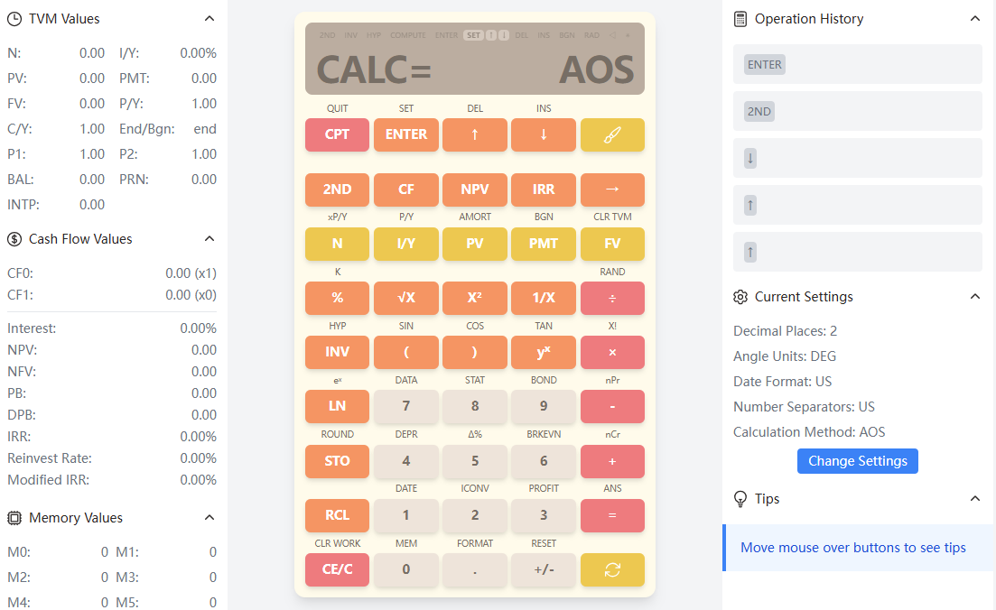 Format settings for calculation method
